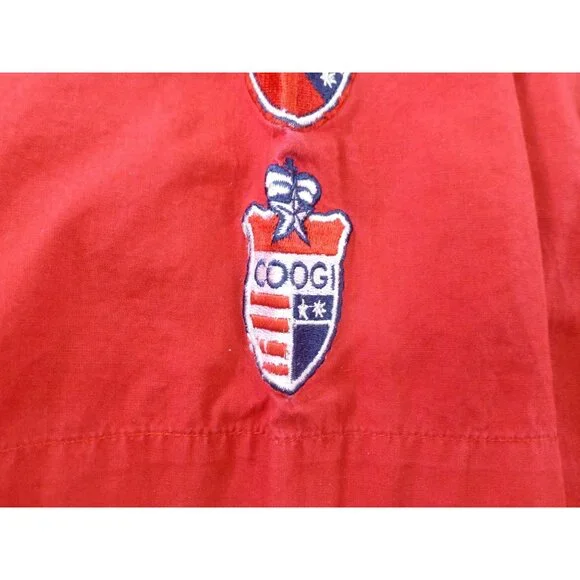Coogi Red & Navy Vintage Racing 1969 Emblem Short Sleeve Button Shirt Xxl - Picture 12 of 16